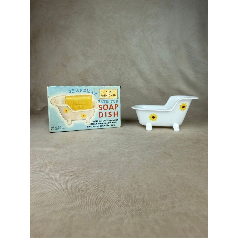 Vintage Flower Power Soap Dish Novelty Grandmas Tub Clawfoot Bathtub